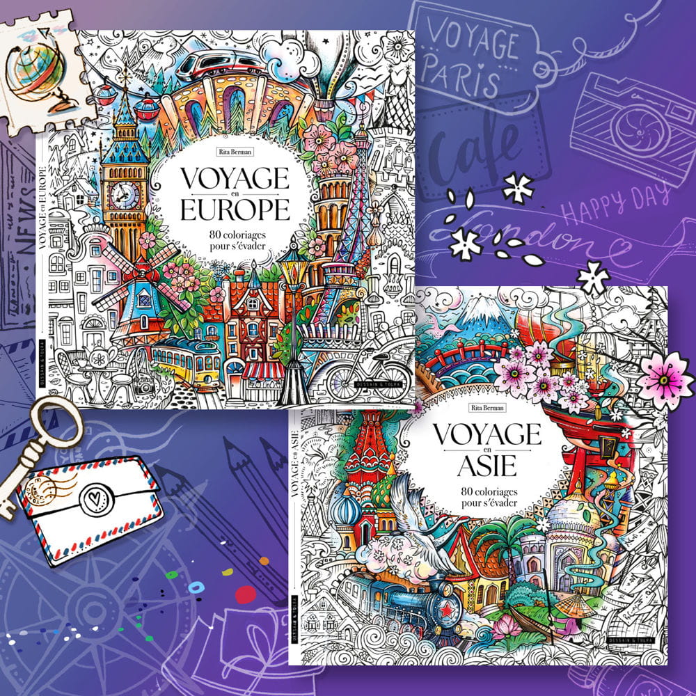 voyage series coloring books for France & Canada news